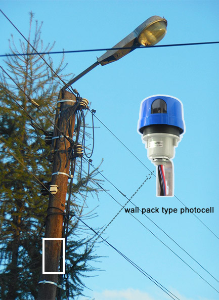 street light with mount wall pack type photocell