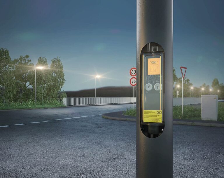 street light pole side with OBO surge protection